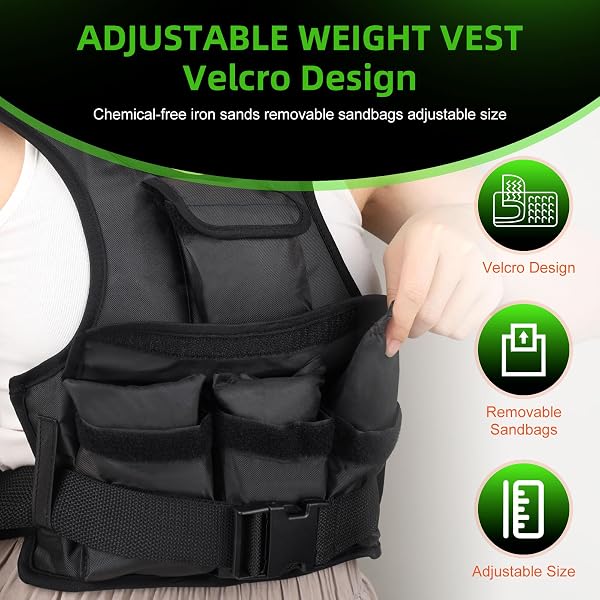 ADJUSTABLE WEIGHTED VEST FOR WOMEN, CUSTOMIZABLE 0-18 LBS STRENGTH TRAINING VEST WITH 10 REMOVABLE SANDBAG, BREATHABLE DESIGN, REFLECTIVE SAFETY STRIPS & MULTI-PURPOSE POCKETS FOR RUNNING, HIKING, AND FITNESS