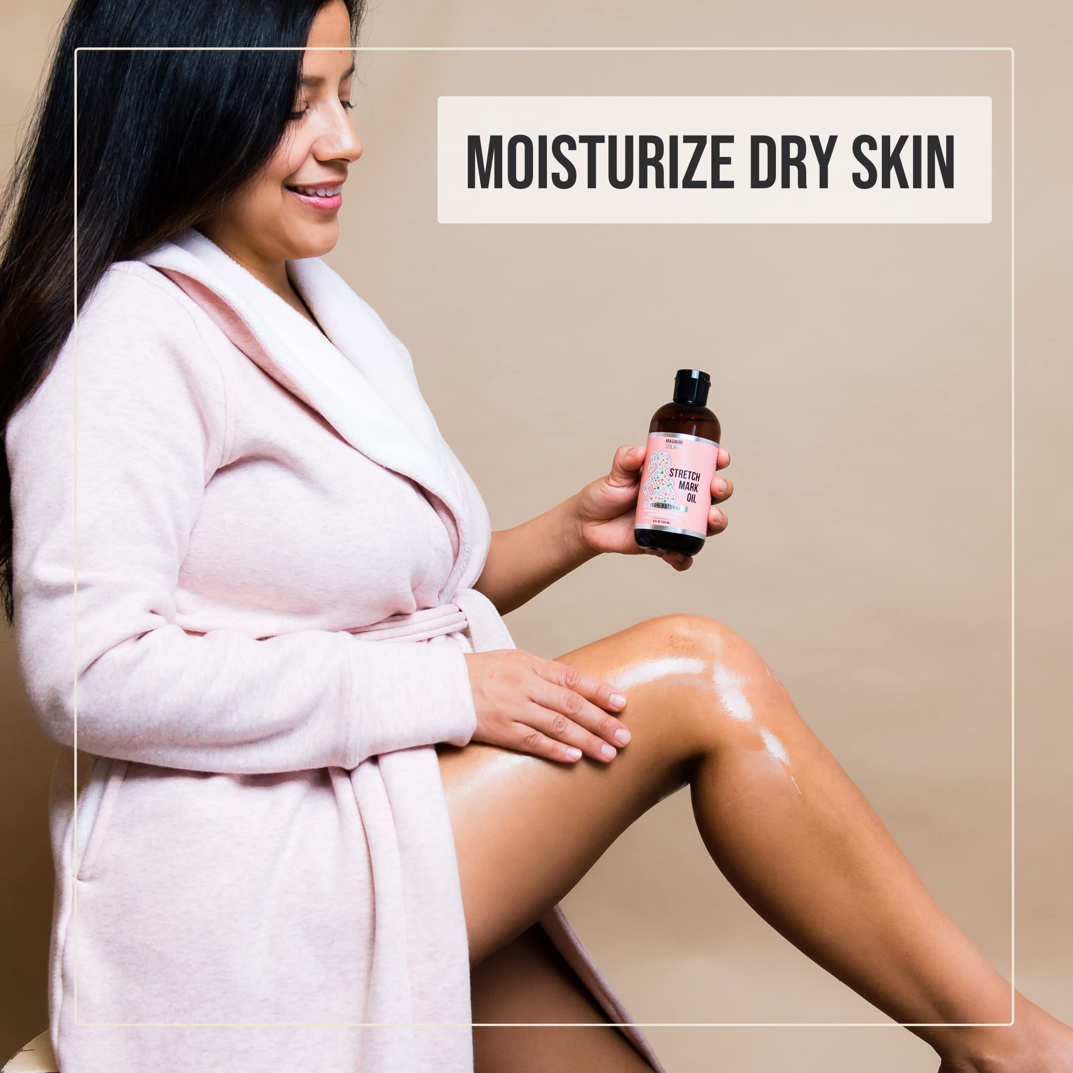 Magnum Solace Stretch Mark Oil for Pregnancy – 100% Natural Belly Oil for Pregnancy with Cocoa Butter Oil, Almond Oil for Skin – Alternative to Stretch Mark Cream for Pregnancy
