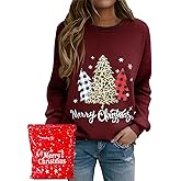 UMIPUBO Women's Merry Christmas Shirts Gifts Christmas Graphic Sweater Buffalo Plaid Tees Pullover Xmas Holiday Sweatshirts