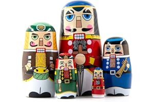 5PCS Russian Nesting Dolls Set Wooden Matryoshka Doll Set with Charming Printing Effortless Disassembly & Assembly Nesting Do