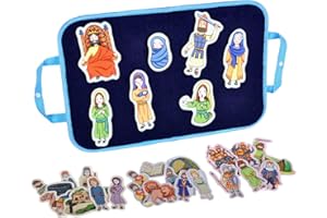 CHEFAN 4 Pack Felt Board Bible Stories Set, Flannel Board Stories Wisdom of Solomon|Jonathan and His Armor Bearer|Daniel and The Lions Den|Isaac and Rebekah,Precut Flannel Graph Bible Toys for Kids