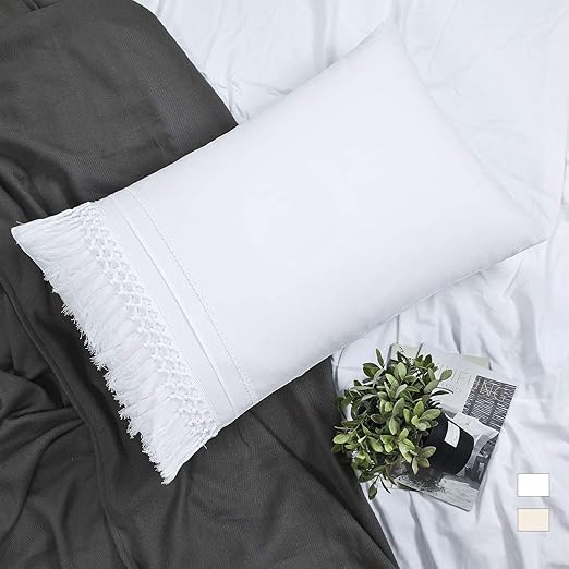 Amazon Com Yinfung Tassel Pillow Shams Boho King Macrame White