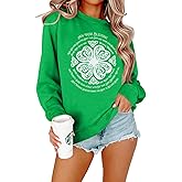 LOTUCY St Patrick's Day Sweatshirt Women irish Sweatshirts Green Lucky Shamrock Long Sleeve Pullover Tops