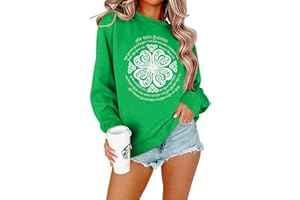 LOTUCY St Patrick's Day Sweatshirt Women irish Sweatshirts Green Lucky Shamrock Long Sleeve Pullover Tops