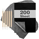 Transfer Paper, 200 Sheets Black Carbon Paper with 5 Pcs Wooden Handle Stylus Tools, Carbon Paper for Tracing, Drawing on Pap