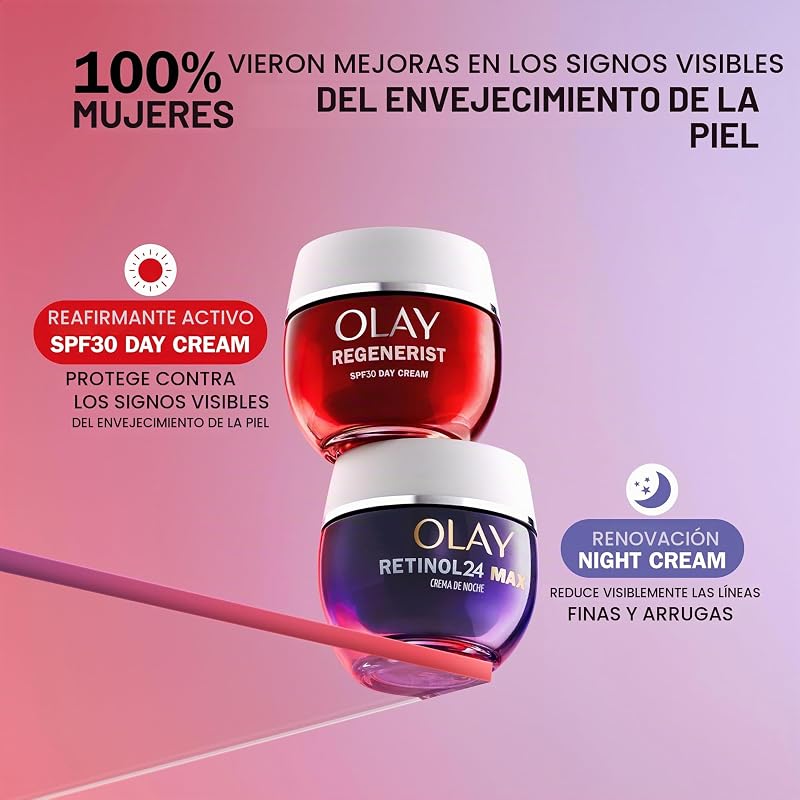 Regenerist Day Face Cream SPF 30 - Creme facial anti-rugas para mulheres com protetor solar, niacinamida e peptídeos para firmar, hidratar e renovar a pele, creme facial não oleoso, 50 ml