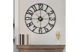 1st owned Large Wall Clocks for Living Room Decor, Silent Non Ticking Wall Clocks Battery Operated, 18 Inch Decorative Analog Metal Indoor Wall Clock for Kitchen, Bedroom, Office Decor