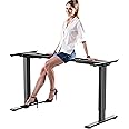 GallopFun Dual Motor Electric Standing Desk Frame for 40 to 90" Table Tops, 330lbs Weight Capacity,Ergonomic Standing Height Adjustable Base with Memory Controller,Black Frame Only