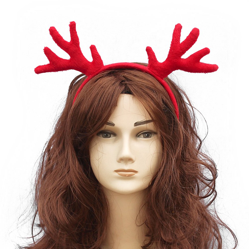 HansGo Reindeer Antlers Headband Christmas Hair Band Hat, 2 Pack