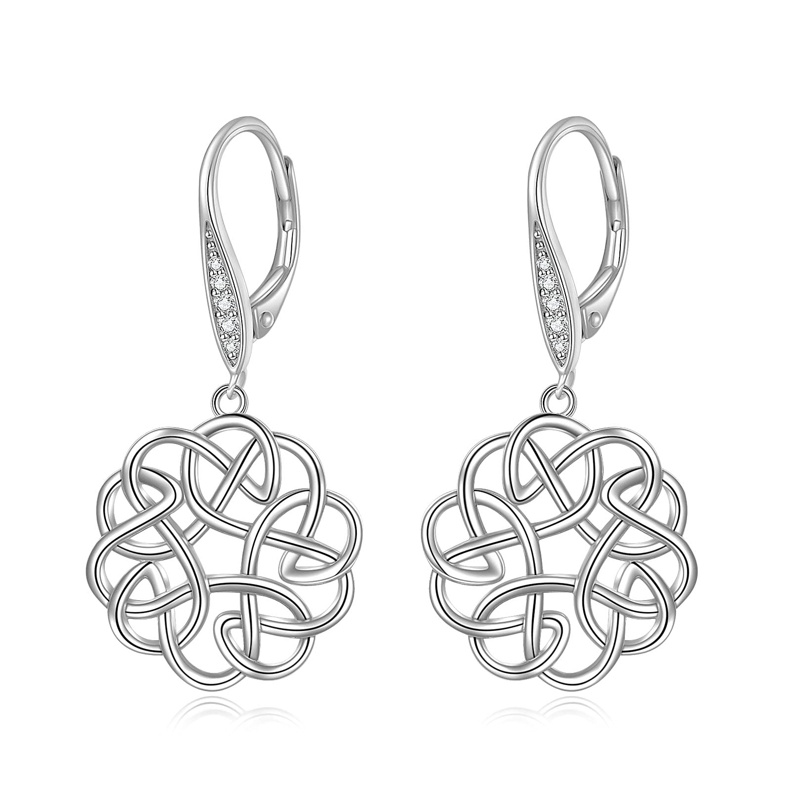 POPLYKE Celtic Knot Drop Dangle Wire Earrings Sterling Silver Leverback Earrings…