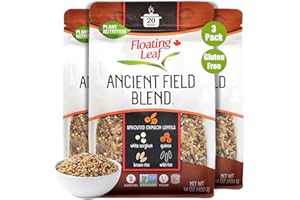 3 Packs x 14 ounces Ancient Field Blend, Wild Rice Blend with Sprouted Crimson Lentils, White Sorghum Grain, Quinoa and Brown Rice, Non Gluten, Non-Gmo, Kosher and Vegan - Floating Leaf