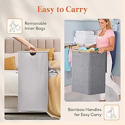 Lifewit 160L Double Laundry Hamper with Lid, Extra