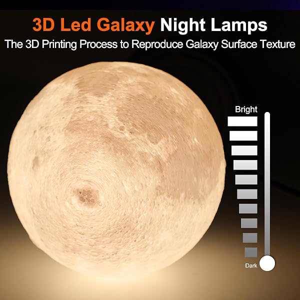 JIMIMORO MOON LAMP LED NIGHT LIGHT – DIMMABLE BEDSIDE LAMPS SMALL MODERN BEDROOM LAMP LED DESK LIGHT WITH 25 LIGHTING MODES 3D PRINTED REALISTIC MOON SURFACE – PERFECT FOR GIRLS BOYS KIDS BIRTHDAY