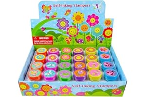 TINYMILLS Tiny Mills 24 Pcs Spring Flowers Butterfly Stampers for Kids Garden Birthday Party Tea Party Favors Fairies Party Favors Pinata Fillers Goody Bag Stuffers Classroom Rewards Carnival Prizes