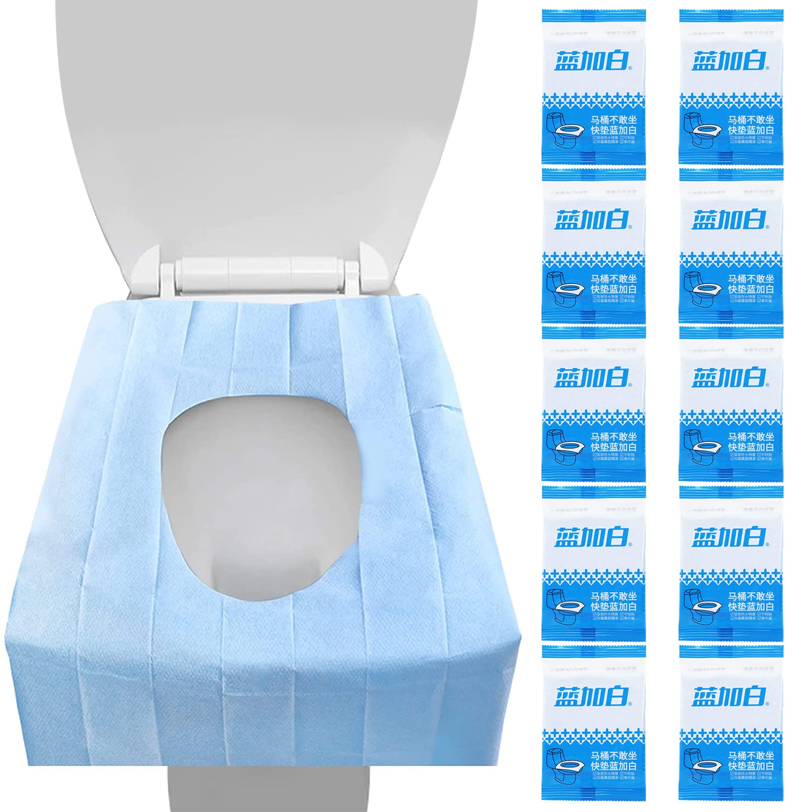 Disposable Toilet Seat Covers, Portable Toilet Seat Paper Pads Large Potty Seat Covers Waterproof Disposable Toilet Pad for Public Restrooms Airplane Hotel Camping Travel (10 Pcs)