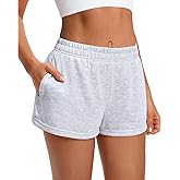Womens Sweat Shorts Casual Comfy Summer Elastic High Waist Cotton Lounge Shorts with Pockets