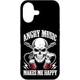 Angry Music Makes Me Happy Skull Rocker Skeleton Metalhead Case for iPhone 17