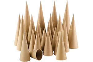 Yalumo 22 Pcs Paper Mache Cones, 4 Sizes Thick Open Bottom Cardboard Craft Cones for DIY Art Projects, Halloween Christmas Trees, Gnomes Ornaments, and Home Holiday Decorations 2.76-13.78 Inch Tall