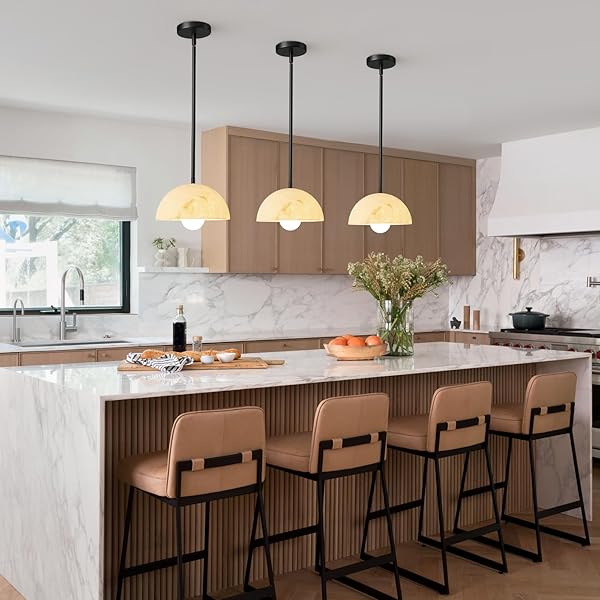 HAHZT MODERN PENDANT LIGHT FIXTURES: 10 INCH RESIN SHADE MID CENTURY CHANDELIER – ADJUSTABLE BLACK PENDANT LIGHTING FOR KITCHEN ISLAND LIVING ROOM BEDROOM
