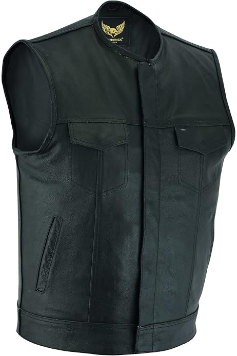 Men's Premium Leather Motorcycle Vest 