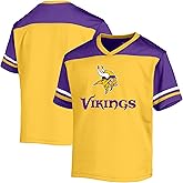 NFL Toddler 2-4 Officially Licensed Team Color V-Neck Wordmark Performance Primary Logo Jersey T-Shirt