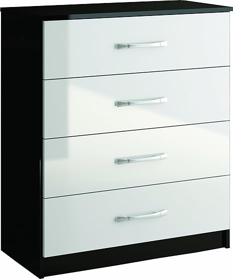 Birlea Lynx 4 Drawer Chest High Gloss Black And White Amazon