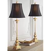 Regency Hill Juliette Traditional French Country Buffet Table Lamps 36.5" Tall Skinny Set of 2 Glam Luxury Style Gold Candles