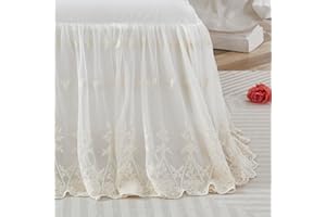 Brandream Lace Bed Skirt Boho Bohemian Girl Baby Nursery Crib Bed Skirt Dust Ruffle - Solid Color Romantic Cream Off White Farmhouse Chic 100% Cotton Ruffle Excellent Quality