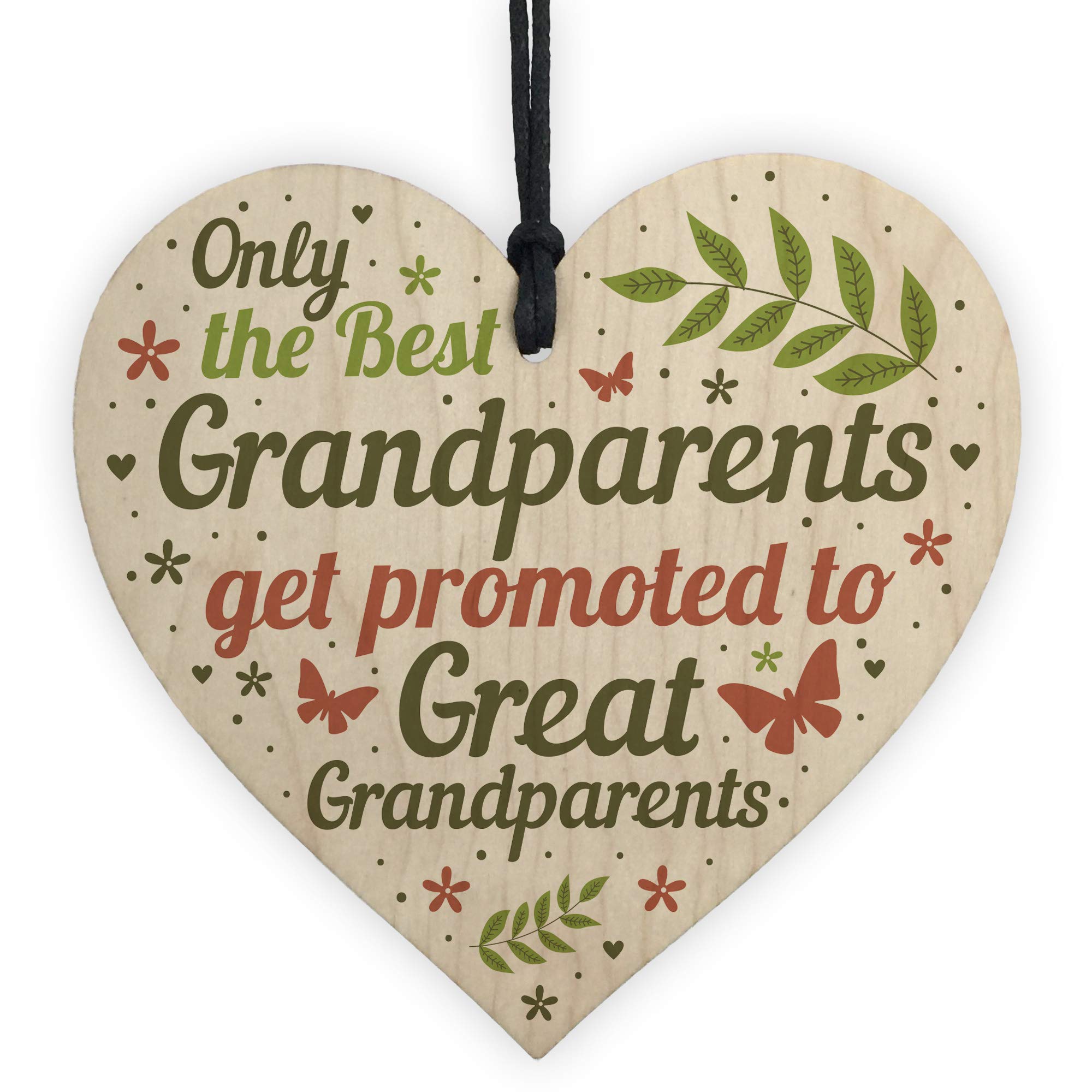 RED OCEAN Baby Announcement Great Grandparent Gifts Wooden Heart Grandparent Birthday Christmas Keepsake