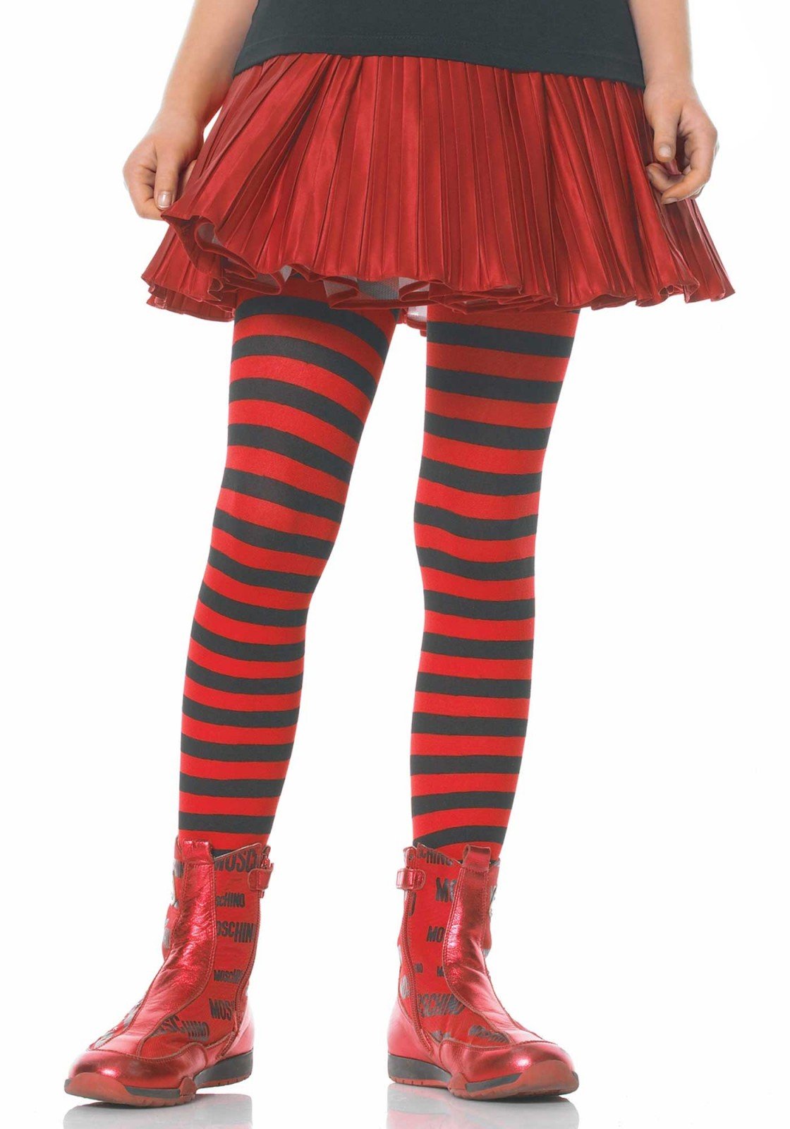 Leg Avenue 471004011 Children's Striped Tights Kids Pantyhose, Black/White, Black/Purple, Black/Yellow, White/Green, White/Red, XL