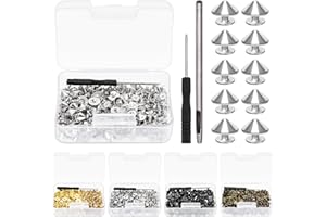 Glarks Lot de 100 pointes coniques argentées de 4,7 mm avec outils d'installation pour vêtements, chaussures, ceintures en cu