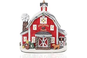 Yinns Christmas Village Houses, Ceramic Christmas Houses with Warm LED Light Christmas Ornamnet Xmas Village Houses Christmas Home Decorations