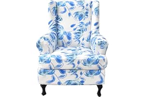 CRFATOP Printed Wingback Chair Slipcovers 2 Piece Stretch Wingback Chair Cover Polyester Fabric Wing Armchair Covers with Elastic Bottom for Living Room Bedroom Wingback Chair,A13