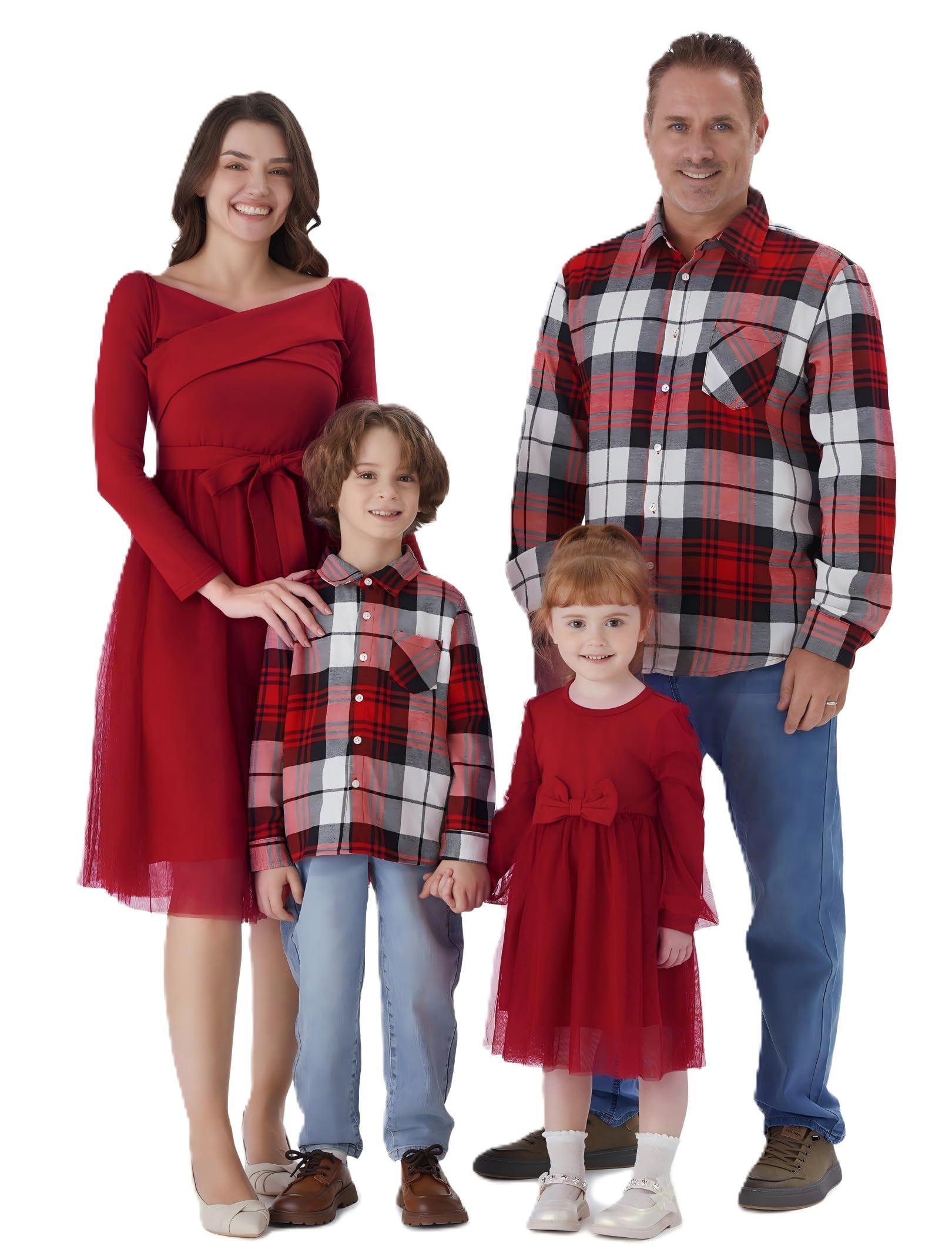 Photo 1 of **THIS IS A GIRLS DRESS FOR 6-7 YEAR OLD***PATPAT Family Matching Outfits Set Mommy and Me Dresses Off Shoulder Midi Dress Burgundy Girls 6-7 Years