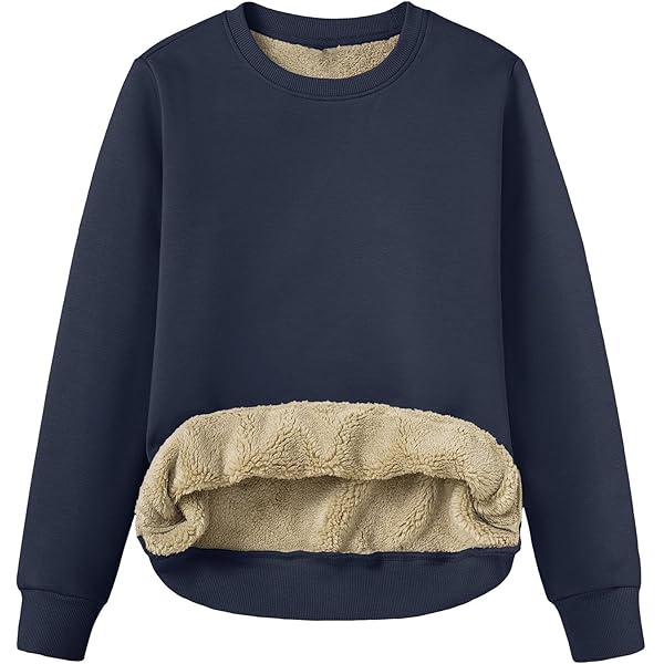 TACVASEN Women's Fleece Lined Sweatshirts No Hood Sherpa Pullover