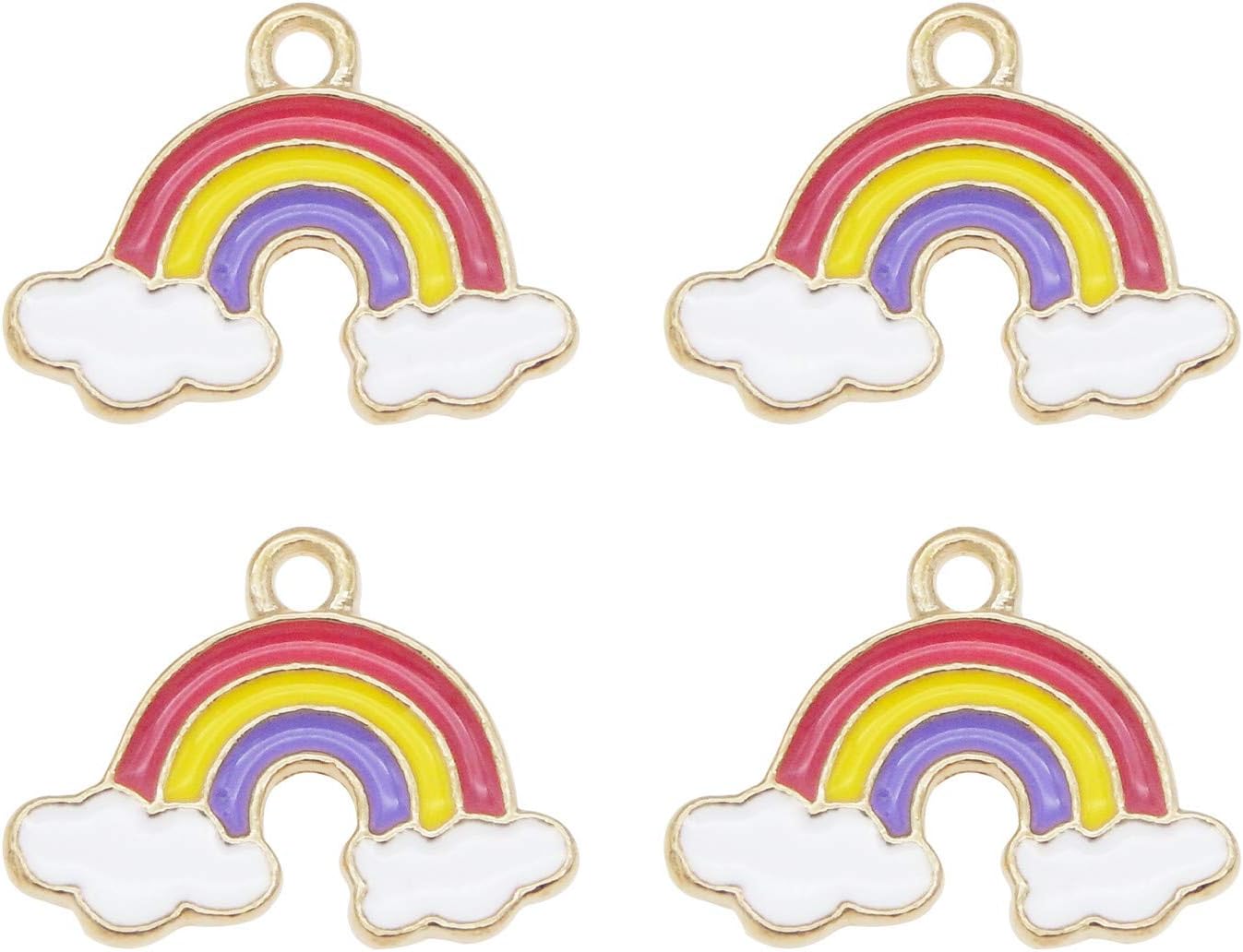 Julie Wang 20 Pieces Gold Back Enamel Metal Rainbow Clouds Charms Bracelets Earrings Necklaces Jewellery Pendants Handmade DIY Craft Accessories 19x14mm - Image 4