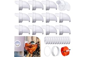 YANZI 12 Ports DIY Poultry Feeder Ports,Rain Proof Gravity Fed Kit with Critter Stopper for Buckets,Barrels,Bins, Troughs,No Waste Chicken Feeder