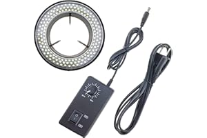 QAREQU 144 LED Ring Light External Adjustable Dimmer Adapter for Camera Microscope Brightness