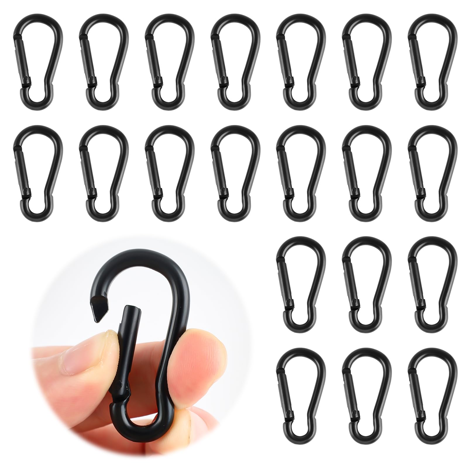 20 Pcs Carabiner Clip, M4 Locking Carabiner Clips Small, Aluminum Alloy Locking Key Carabiner Clips Heavy Duty, Mini Snap Hooks Caribeana Clips for Outdoor, Camping, Traveling Hiking Black