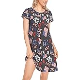 Naanle Beautiful Vivid Chic Comfy Nightgown,Women's Girls Sexy Short Sleeve Nightshirts Loose Sleeping Wear Pajamas Dress