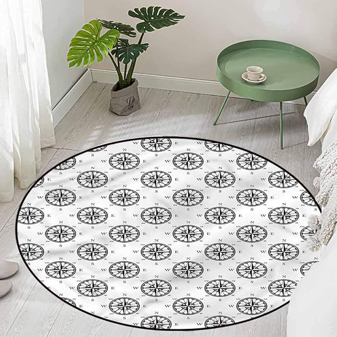 Round Large Floor Mats for Living Room Colorful Pathfinding Theme