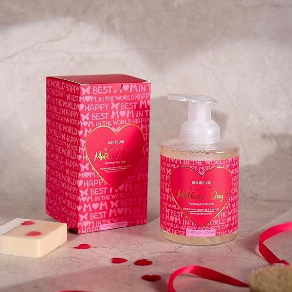 ROMIIE ZOI FOAMING HAND SOAP FOR MOTHER’S DAY GIFT BASKET – RED INFUSED WITH ROSE SCENTED AROMA – 500 ML / 16.8 FL OZ