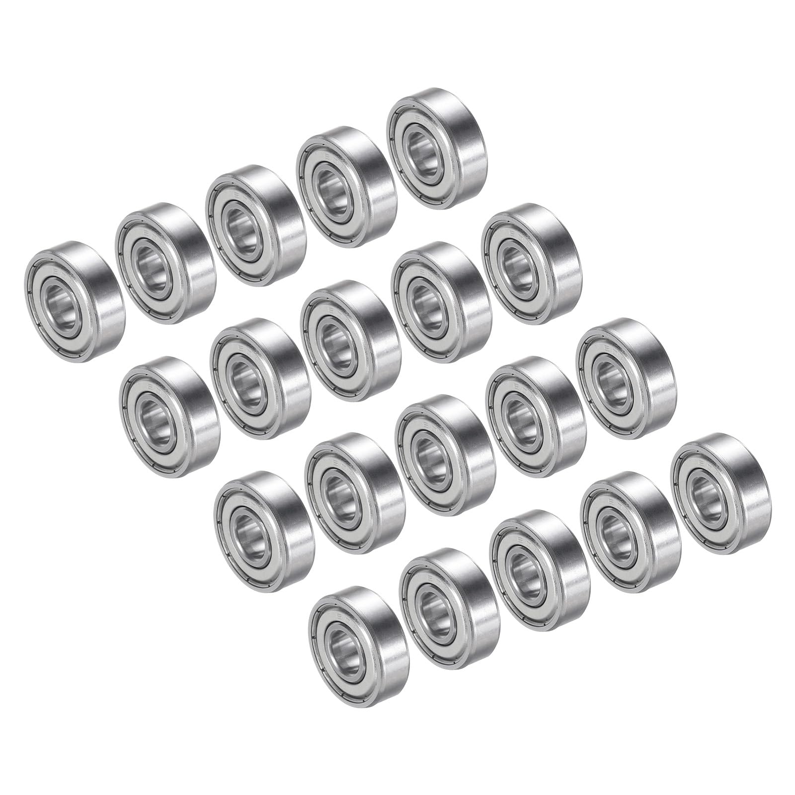 PATIKIL 8x22x7mm Skateboard Bearing, 20 Pack 608ZZ Steel Ball Bearings Double Rubber Sealed Shielded Miniature for Scooters Roller Skates, Silver