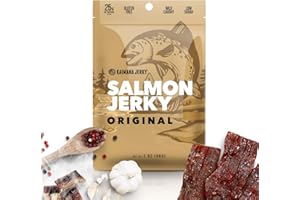 Kaimana Jerky Wild Caught Salmon Jerky - Organic Gourmet Smoked Dried Fish Strips Rich in Omega-3 & Protein - Low-Calorie Snack with No Gluten, Less Sodium & Sugar - Original Flavor - 2oz Pack