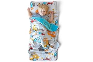 JumpOff Jo - Toddler Nap Mat - Sleeping Bag for Kids with Removable Pillow and Ultra Soft Blanket for Preschool, Daycare, and Sleepovers - Jo’s Garage