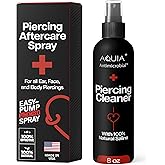 Piercing Aftercare Spray | Ear Piercing Cleaner | Sterile Saline Spray 8oz | Saline Solution for Piercings; Aftercare of Pierced Ear, Septum, Belly, Nose, Body; Pierce Cleaner Salt Mist Bump Solution