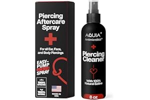 Piercing Aftercare Spray | Ear Piercing Cleaner 8oz | Saline Spray for Piercings; Saline Solution for Piercings; Aftercare of Pierced Ear, Septum, Belly, Nose, Body; Pierce Cleaner Salt Mist Solution