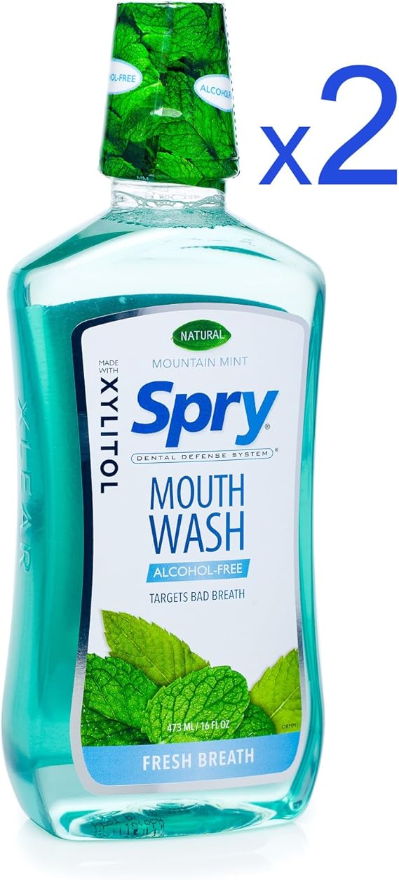 Spry AlcoholFree Xylitol Mouthwash, Natural Mountain Mint
