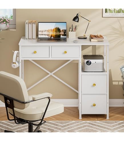 SOROGRA 39.4 Inch Computer Desk With Adjustable Monitor Stand & Reversible Shelves - Small Office Desk For Home - View #2