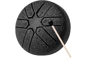 Generic Steel Tongue Drum Rain Chime, Rain Drum for Outside Garden, 3 Inch 6 Notes Steel Tongue Rain Drum Chakra Drum for Rain Outdoor, Waterproof Mini Handpan Drum (Black-3inch)
